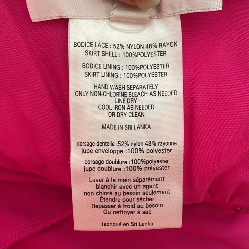 David’s Bridal Begonia Long One Shoulder Lace Prom Dress Size 6 Color Pink NWT - Picture 12 of 14